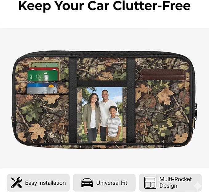 Tactical Sun Visor Organizer,Branch Car Accessories with Zipper Visor Storage Pouch, Adjustable Straps for SUV Truck