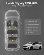 3W Floor Mats & Cargo Liner Fit for Honda Odyssey 2026 2025-2018 Mini Passenger Van, All Weather TPE Floor Liners 1st 2nd & 3rd Rows Car Mats and Trunk Liner Odyssey Car Accessories, Black