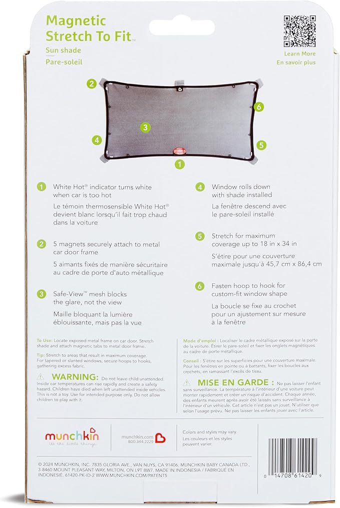 Munchkin® Brica® Magnetic Stretch to Fit™ Sun Shade, Black, 1 Pack