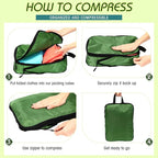 5 Pack Compression Packing Cubes for Travel Space Saving Cubes Luggage Organizer for Suitcase(Green,L)