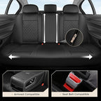 Coverado Seat Covers Full Set, Luxury Leather Car Seat Cover with Carbon Fiber Accents Design, Spill-Proof Durable Black Auto