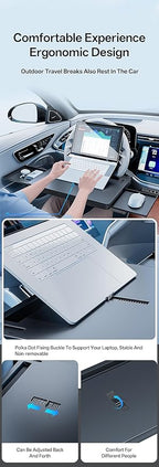QRabbit 2-in-1 Extendable Steering Wheel Tray - Adjustable Car Desk for Laptop & Food Eating Table - Fits Most Large SUVs, Trucks & Vans, Portable for Travel, Work & Dining
