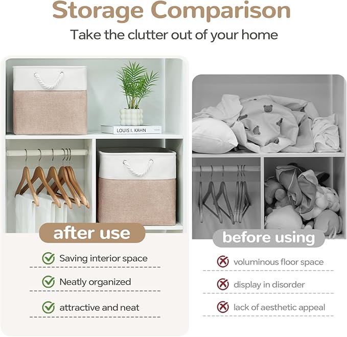 13 x 13 Inch Cube Storage Bins, 6 Pack Fabric Storage Basket with Handles, Foldable Boxes Organizer for Shelf Baskets for Hom