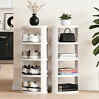 NestOrganix 5 Tier Vertical Shoe Rack, Stackable Narrow Shoe Rack Organizer for Entryway Closet Corner, Free Standing Shoe Ra