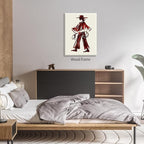 Vintage Western Cowboy Framed Wall Art Decor Red Wine Cowgirl Posters Burgundy Cowgirl Prints Midwest Rustic Cowboy Painting 