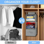 punemi 3-Shelf Hanging Closet Organizer, 2 Pack Closet Hanging Organizer with Drawers, Foldable Hanging Closet Shelves for Rv