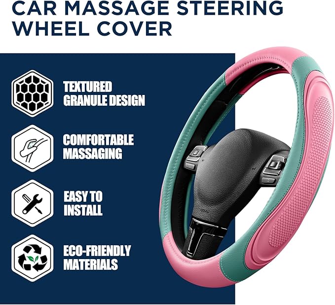 Road Comforts Car Steering Wheel Cover - Microfiber Leather Steering Wheel Wrap Sports 14.5-15 Inch Steering Wheel Cover Non-