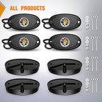 Nilight LED Rock Light 4PCS Amber Underglow Wheel Well Fender Pods Waterproof Exterior Underbody Roof Rack Side Lamps for 12V 24V Car Truck Pickups ATV UTV SUV Motorcycle Boat