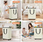 SpaceTrove Laundry Basket with Wheels, Collapsible Laundry Baskets, Laundry Hamper with Handles Detachable Wheels, Rolling La