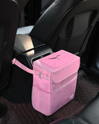 Car Trash Can Cute - Multifunctional Interior Car Accessory for Women, Car Organizer and Storage with Adjustable Straps, Car Stuff Storage 2 Gallons (Leopard-Print Pink)