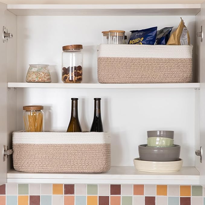 OIASKET Storage Baskets for Organizing 3 Pack, Woven Baskets for Shelves, Closet Organizer Bins Empty Gift Basket Toy Storage