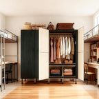 Freestanding Heavy Duty Wardrobe Closet with Magnetic Door, Portable Metal Closets, Foldable Wardrobecloset Organizers and St