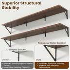 55" Long Wall Mounted Floating Shelves,8 inch Deep Floating Shelf with Metal Brackets Set of 2,Easy-to-Install Wall Decor Sto