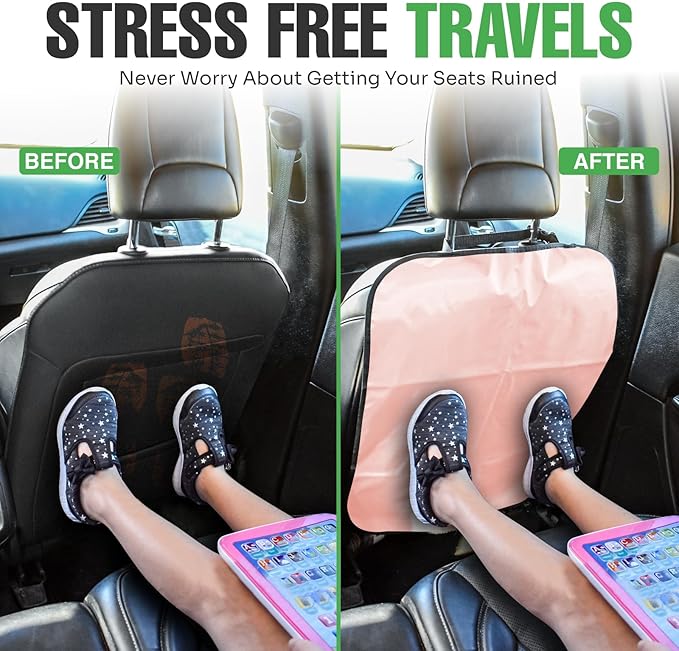 lebogner Back Seat Cover for Kids (Pink - 4 Pocket)