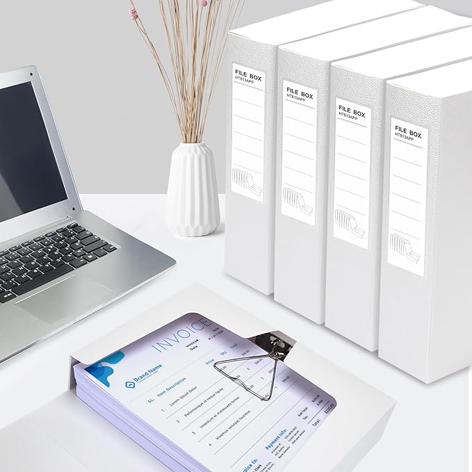 HUA JIE 2 Pack A4 Storage File Boxes Archives Case,65mm Spine,Box File Document Storage Box with Metal Clip for Office School