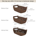 StorageWorks Handwoven Small Wicker Baskets, Round Paper Rope Storage Baskets with Wooden Handles, Dark Brown, 2-Pack