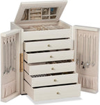 Dajasan Large Jewelry Organizer Box, Jewelry Boxes for Women Girls, 6-Tier Jewelry Storage Organizer with Mirror for Necklace