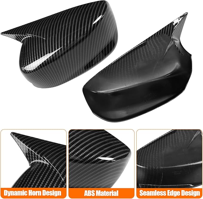 Yumzeco 2PCS Compatible with Honda Accord Ox Horn Side Mirror Covers 8th Gen W/O Stand Cover 2008-2012, Driver and Passenger Side Door Rearview Mirror Caps for Honda Accord W/O Light Hole-Carbon Fiber