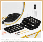 Junkin 12 Pcs Jewelry Tray Velvet Stackable Jewelry Organizer Trays Divided Earring Accessories Storage Containers Box (Rose 