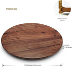 18 Inches Black Walnut Wood Lazy Susan, Solid Wooden Round Kitchen Turntable Rotating Tray