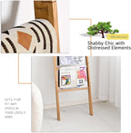 FUIN 63inch Wooden Blanket Ladder, Wood Towel Ladder, Rustic Decorative Ladder for Blankets, Farmhouse Quilt Rack for Living 