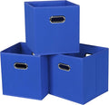 Black Fabric Cubby Storage Bins,13x13x13 Inches ,Cube Organizer Bin Foldable Storage Boxes with Dual Handles Fabric Organizer