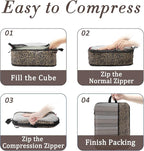 U+U 4 Set Compression Packing Cubes - Ultralight Travel Organizers, Space-Saving Suitcase Organizer, Expandable Packing Cubes