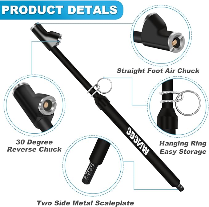 Dual Head Tire Pressure Gauge, Heavy Duty Air Gauge Tire Pressure with Two Side Aluminum Scaleplate, Truck Tire Gauges for Tire Pressure Range to 10-150 PSI, Black, 2 Pack