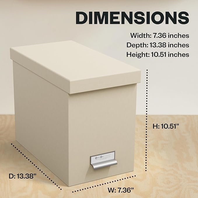 Bigso John Fiberboard Label Frame Desktop File Storage Box - Document Organizer for Important Paperwork - Durable Hanging Fil