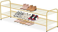 AOODA Long 2 Tier Shoe Rack for Closet Metal Wide Stackable Shoe Storage Organizer for Entryway, Bedroom, Floor, 18-Pairs Low
