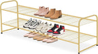 AOODA Long 2 Tier Shoe Rack for Closet Metal Wide Stackable Shoe Storage Organizer for Entryway, Bedroom, Floor, 18-Pairs Low