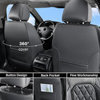Coverado Seat Covers Full Set, Faux Leather Seat Covers for Car, Waterproof Car Seat Protectors 5 Seats, Automotive Seat Cove