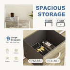 DUMOS 9 Drawer Dresser for Bedroom, Fabric Storage Organizer with Sturdy Metal Frame, Wooden Top Chest of Drawers for Closet 