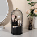 Toothbrush Holder with Cover for Bathroom Countertop, Rotating Organizer for Electric Tooth Brush and Toothpaste, 3-Slot Make