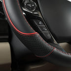GIANT PANDA Microfiber Leather Steering Wheel Cover for Honda Accord,Civic,CR-V,HR-V,Pilot(Diamond-Pattern-Black+Red Line-Sta