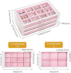 ProCase Earring Holder Organizer Jewelry Box with 3 Drawers, Acrylic Clear Earring Case with Adjustable Velvet Trays for Wome