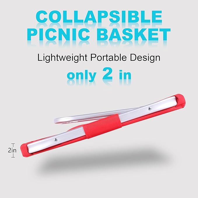 Picnic Basket, SIYUAN Collapsible Shopping Basket 24L Portable Grocery Basket with 2 Handles Reusable Folding Market Basket L