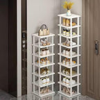 SAN HE 7-Tier Modern Bamboo Shoe Rack - Vertical, Slim, Space-Saving Shoe Organizer for Small Spaces, Closet, Entryway, Corne
