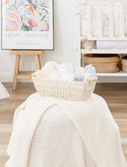 StorageWorks Round Paper Rope Woven Basket with Wooden Handles for Gifts, Small Wicker Baskets for Shelf, Beige, 2-Pack