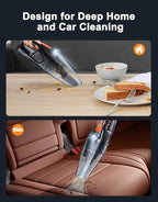 Handheld Vacuum Cordless Rechargeable 9KPA - [2H Fast Charging Dock] Portable Car Vacuum Cleaner High Power Suction with LED 