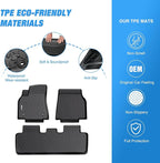 Nilight TPE Floor Mats for Tesla Model Y 5-Seat 2021 2022 2023 2024 2025 All Weather Custom Fit Heavy Duty Floor Liners