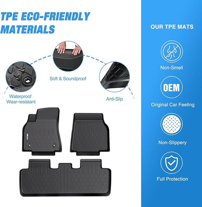 Nilight TPE Floor Mats for Tesla Model Y 5-Seat 2021 2022 2023 2024 2025 All Weather Custom Fit Heavy Duty Floor Liners