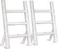 Cinnvoice 2 Pcs Wooden Tea Towel Ladder Rustic Hand Towel Stand Rack Mini Countertop Towel Stand Farmhouse Wood Counter Towel