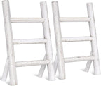 Cinnvoice 2 Pcs Wooden Tea Towel Ladder Rustic Hand Towel Stand Rack Mini Countertop Towel Stand Farmhouse Wood Counter Towel