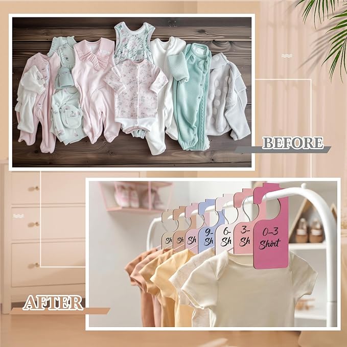 Patelai 14 Pcs Blank Wooden Clothing Rack Divider with Marker Pen Closet Blank Organizers Hanger Separators Hanging Closet Di