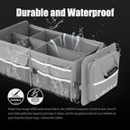 LIBZAKI Oversize 4 in 1 Car Trunk Storage Organizer, Multi Compartment Collapsible Trunk Storage Box with Cooler Bag for Car