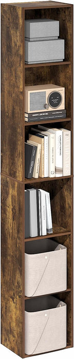 Furinno PASIR Book Shelf, 6-Tier Bookcase, Tall Standing Bookshelf, Open Storage Shelf, 9.4 x 12 x 71 Inches, for Home Office