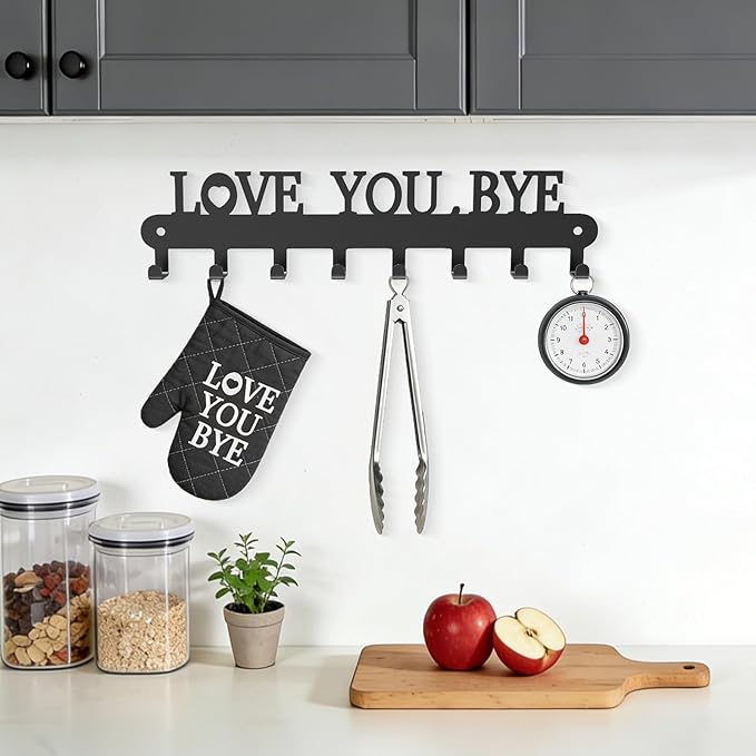 Key Holder for Wall - 'Love You Bye' Key Hooks,Key Holder Wall Mount Self Adhesive, Key Rack Wall Mount for Wall No Drill for