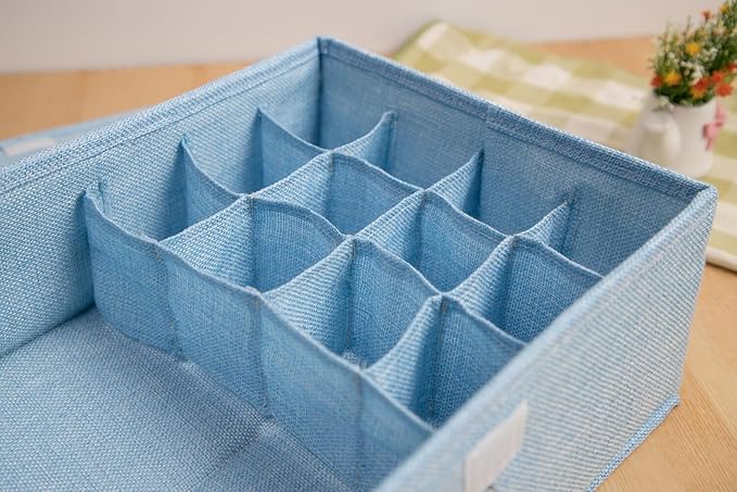 ALYER Collapsible Drawer Organizer,Underwear Drawer Divider for Socks Panties Bras Ties Clothing,Sturdy Closet Storage Divide