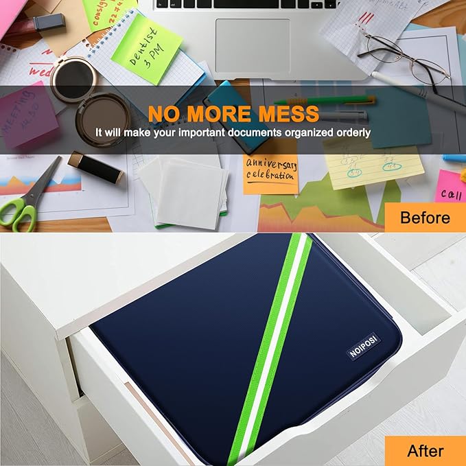 Document Organizer with 5200℉ Heat Insulated, 16.1"x11.4"x4.3" Waterproof and Fireproof Document Box with Lock, Home Strong F